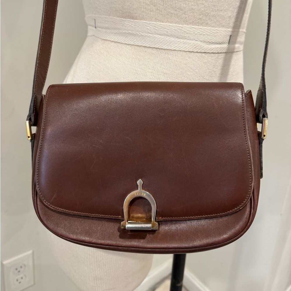 Authenticated Celine Brown Leather Vintage Crecy Crossbody Bag - Picture 16 of 16
